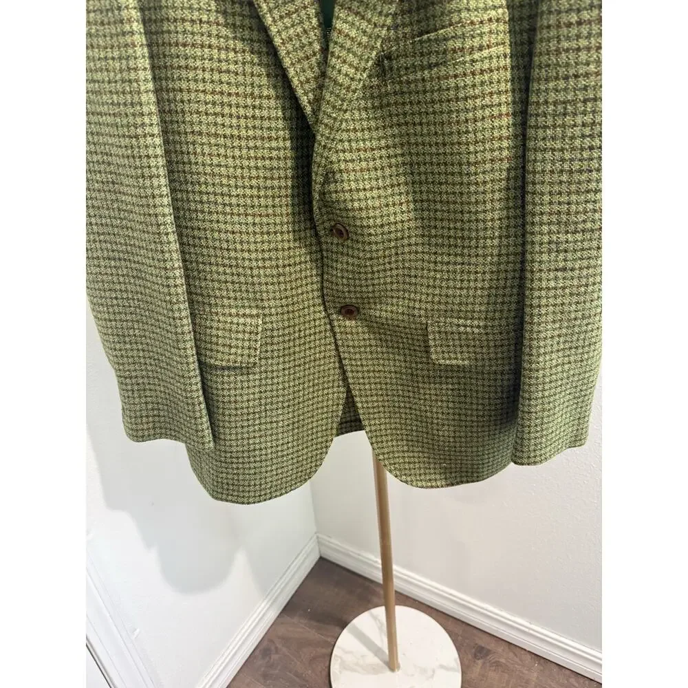 Botany 500 Blazer Bledsoe’s‎ Mens’s Shop Green Houndstooth Wool 41 Regular Vtg